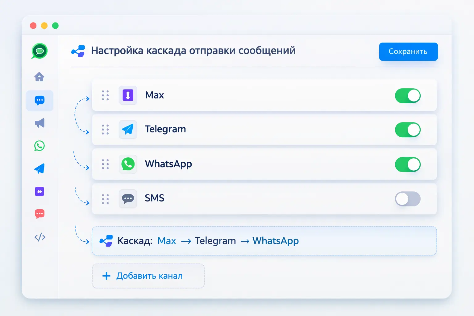 Настройка каскада